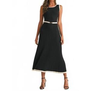 NEW ENDLESS BLU. sleeveless midi sweater dress in black